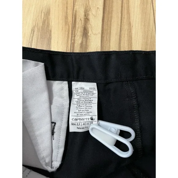 Carhartt Carpenter Twill Work Pants Mens 40x28 Black Relaxed Fit Straight B290 - Picture 3 of 8